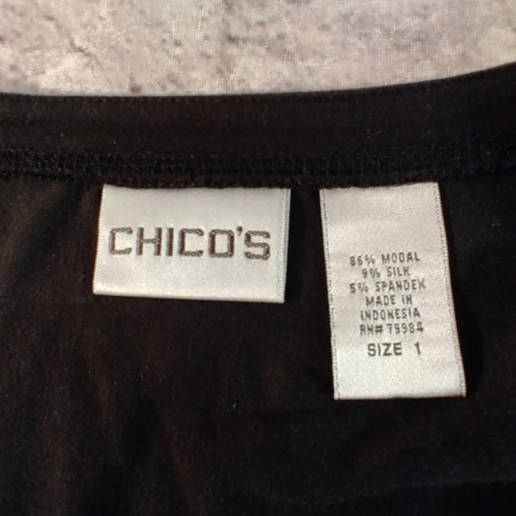 Chicos Black Scoop Modal Silk Long Sleeve Med - Picture 4 of 13